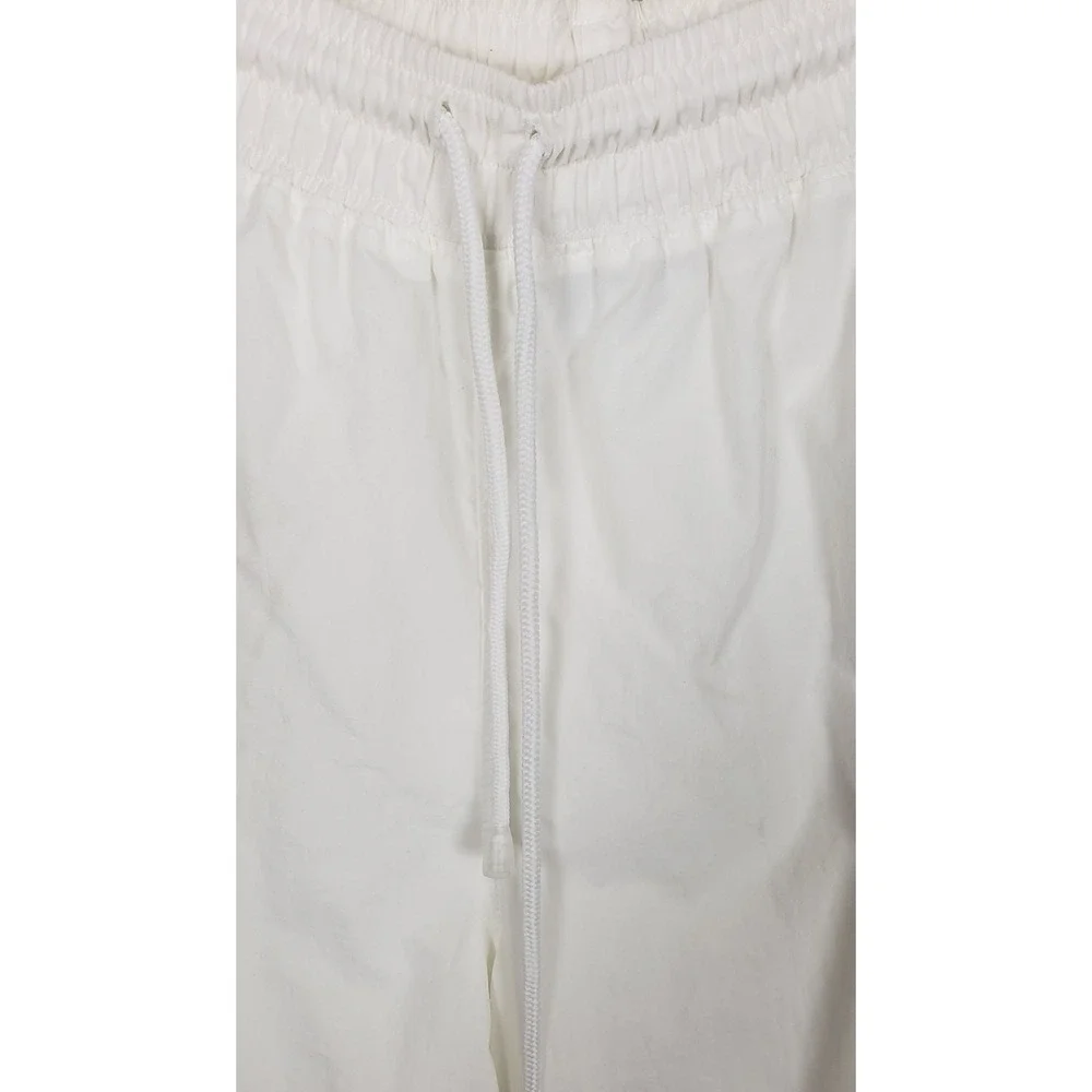 Jordan Mens White Nylon Track Pants Bungee Cinch Joggers Jumpman L Activewear